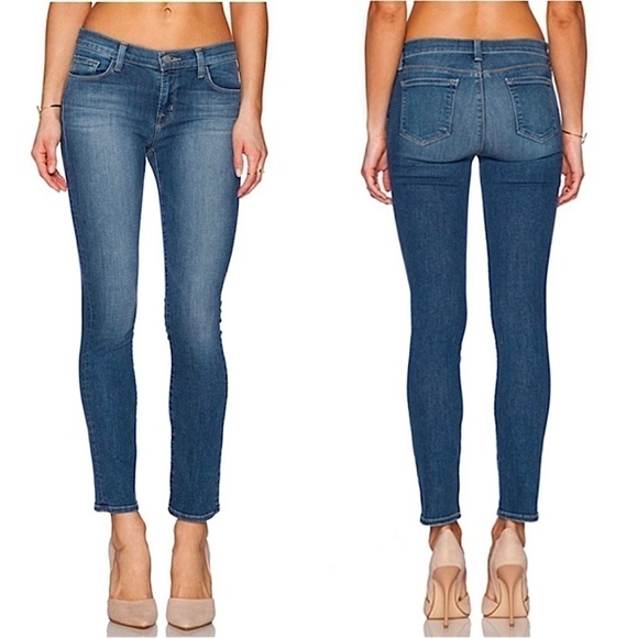 J. BRAND Premium Stretch Denim Medium Wash Ankle Crop Leggings Skinny Jeans 27 - Picture 1 of 7